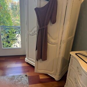 Elegant One-Shoulder Brown Dress